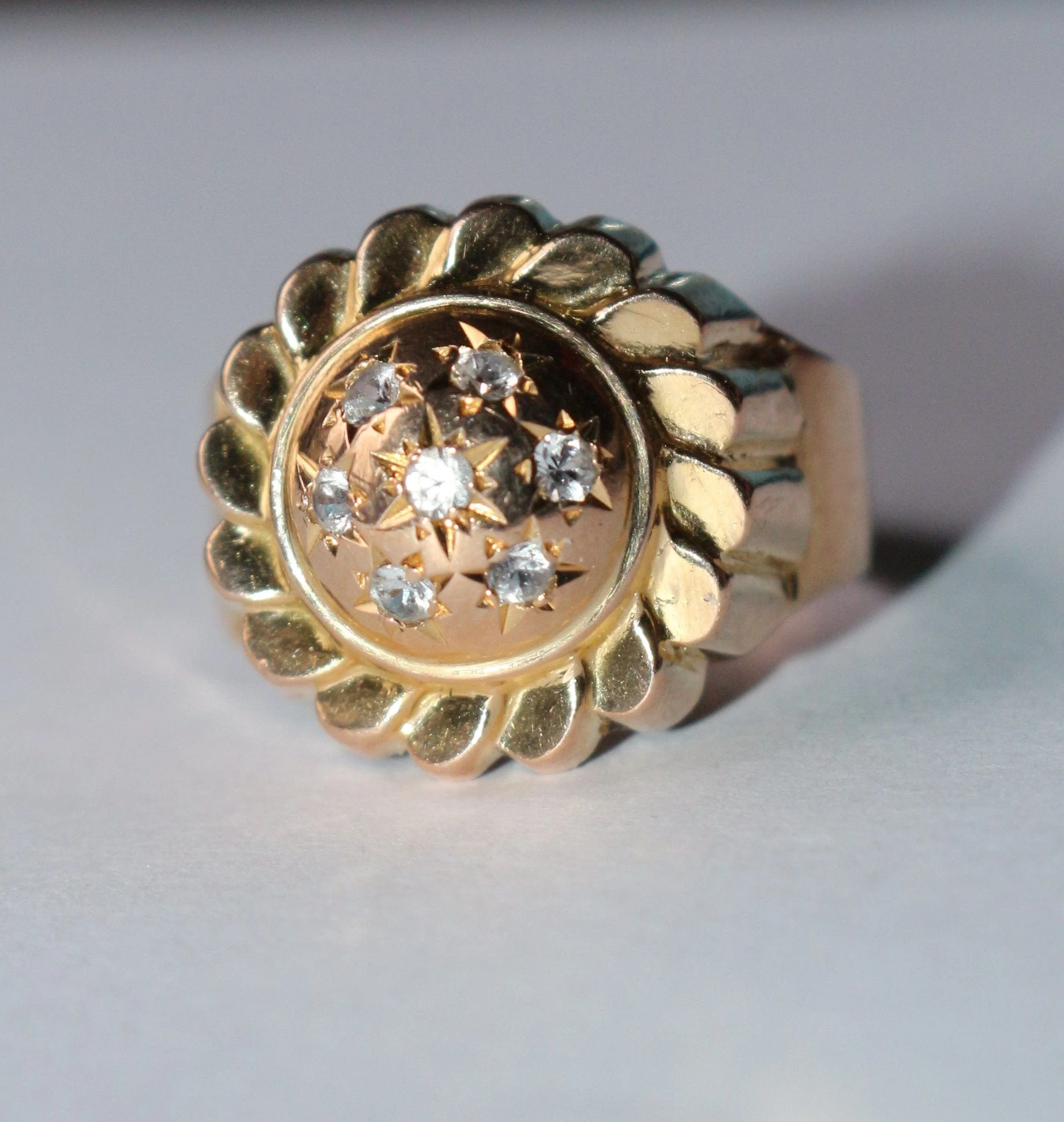 Yellow gold retro dome ring - Image 4