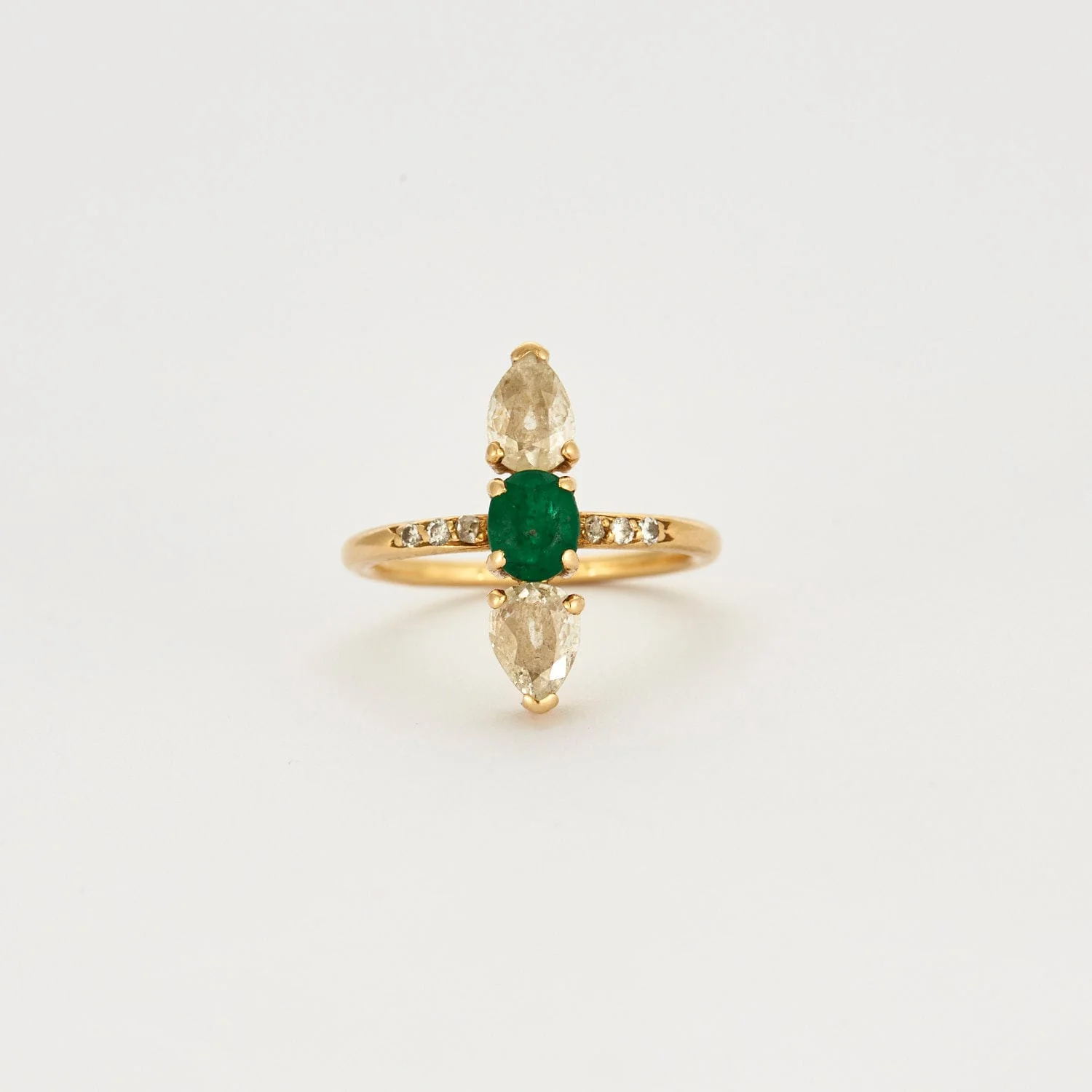 Marquise emerald diamond ring - Image 2