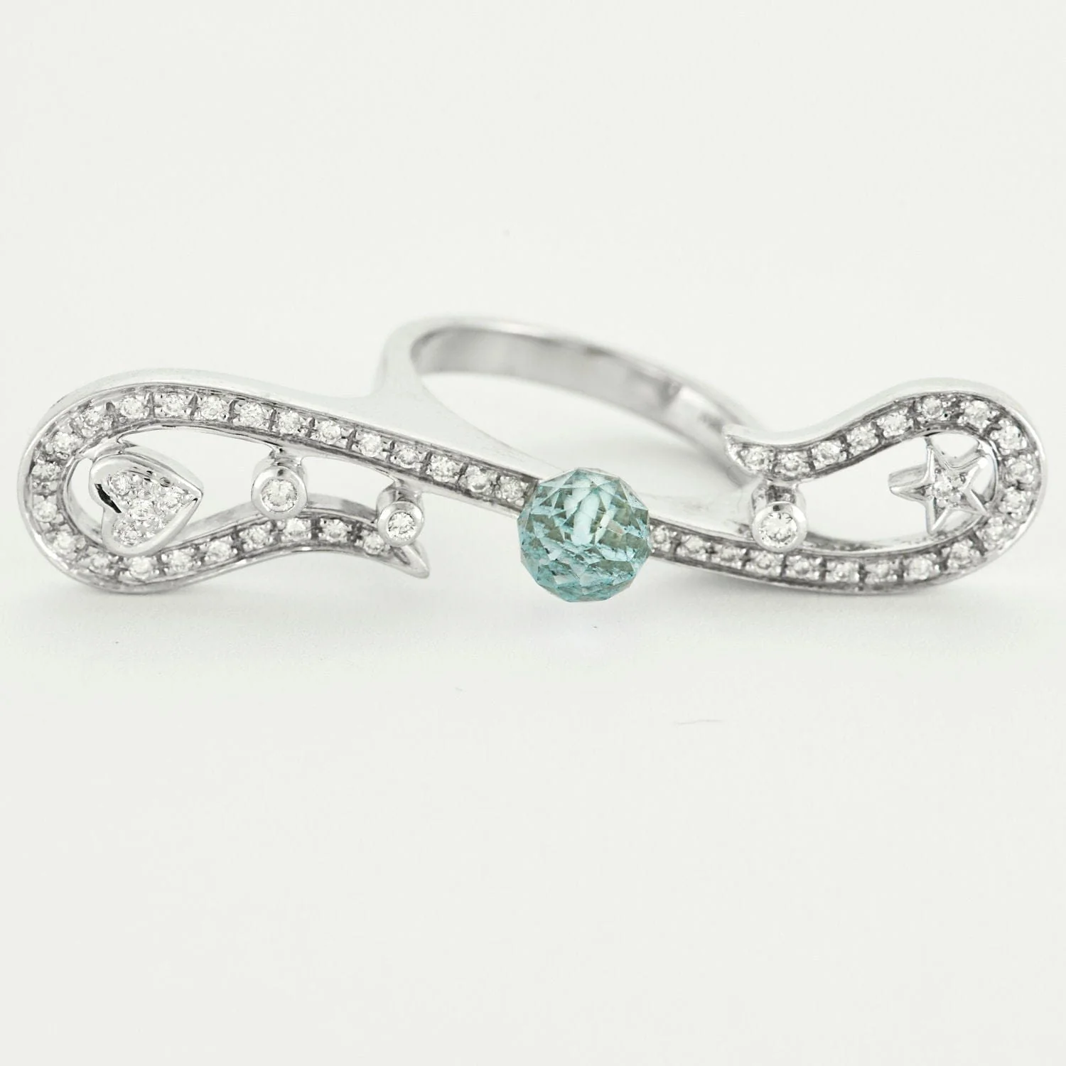 Ring In the heart of the stars, white gold, diamonds, topaz - Image 4