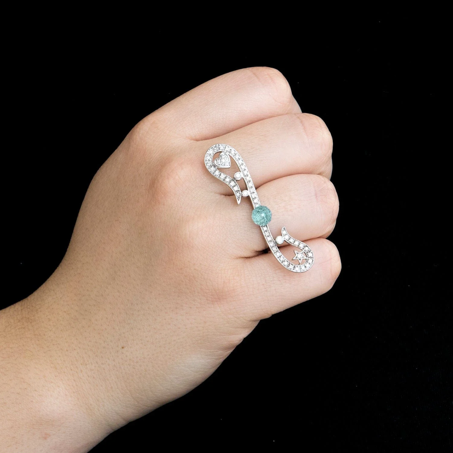 Ring In the heart of the stars, white gold, diamonds, topaz - Image 6