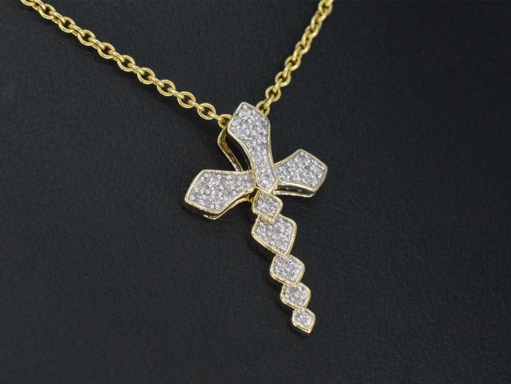 Yellow gold pendant with diamonds - Image 4