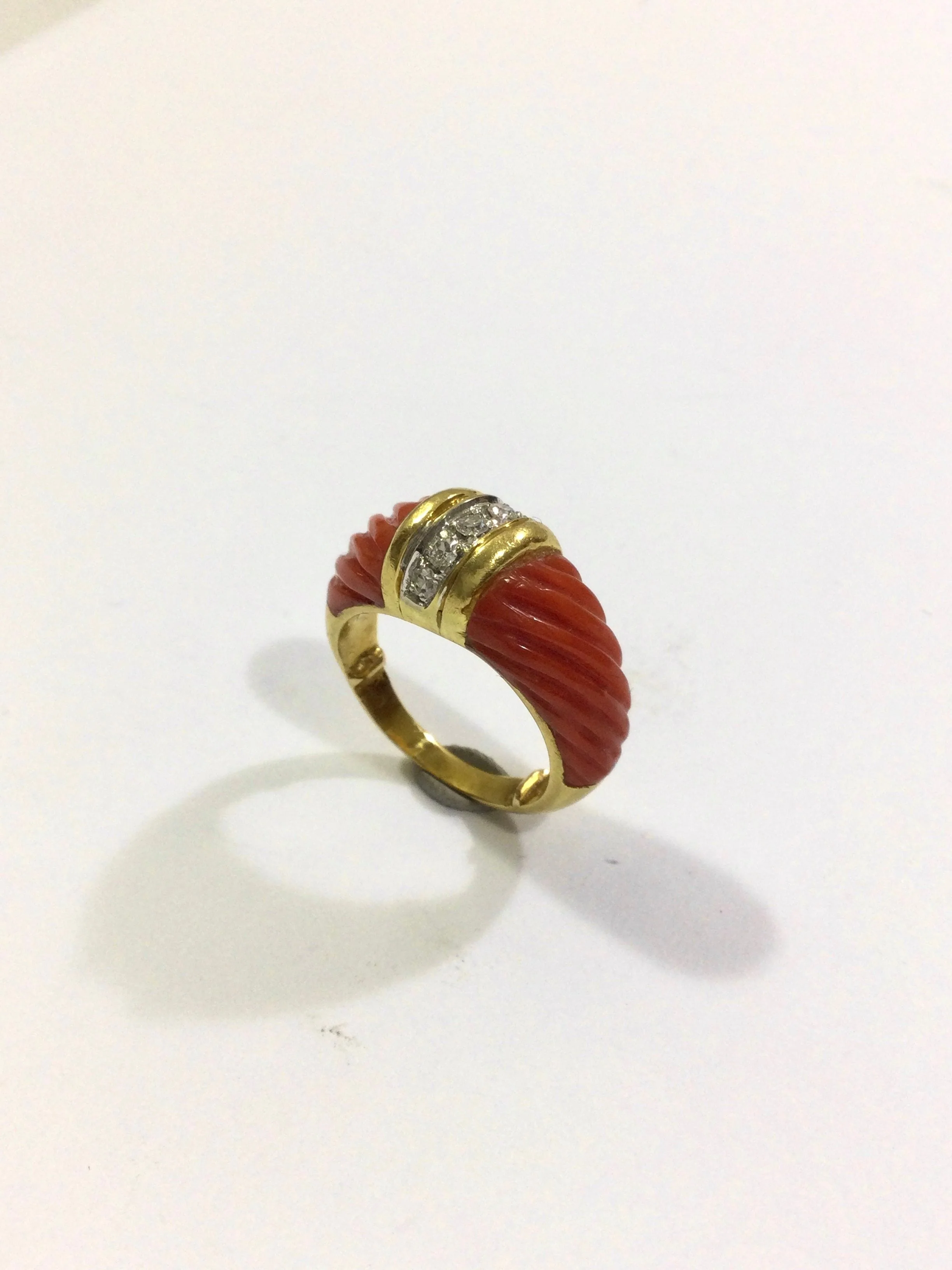 Gold, Coral And Diamond Ring - Image 3