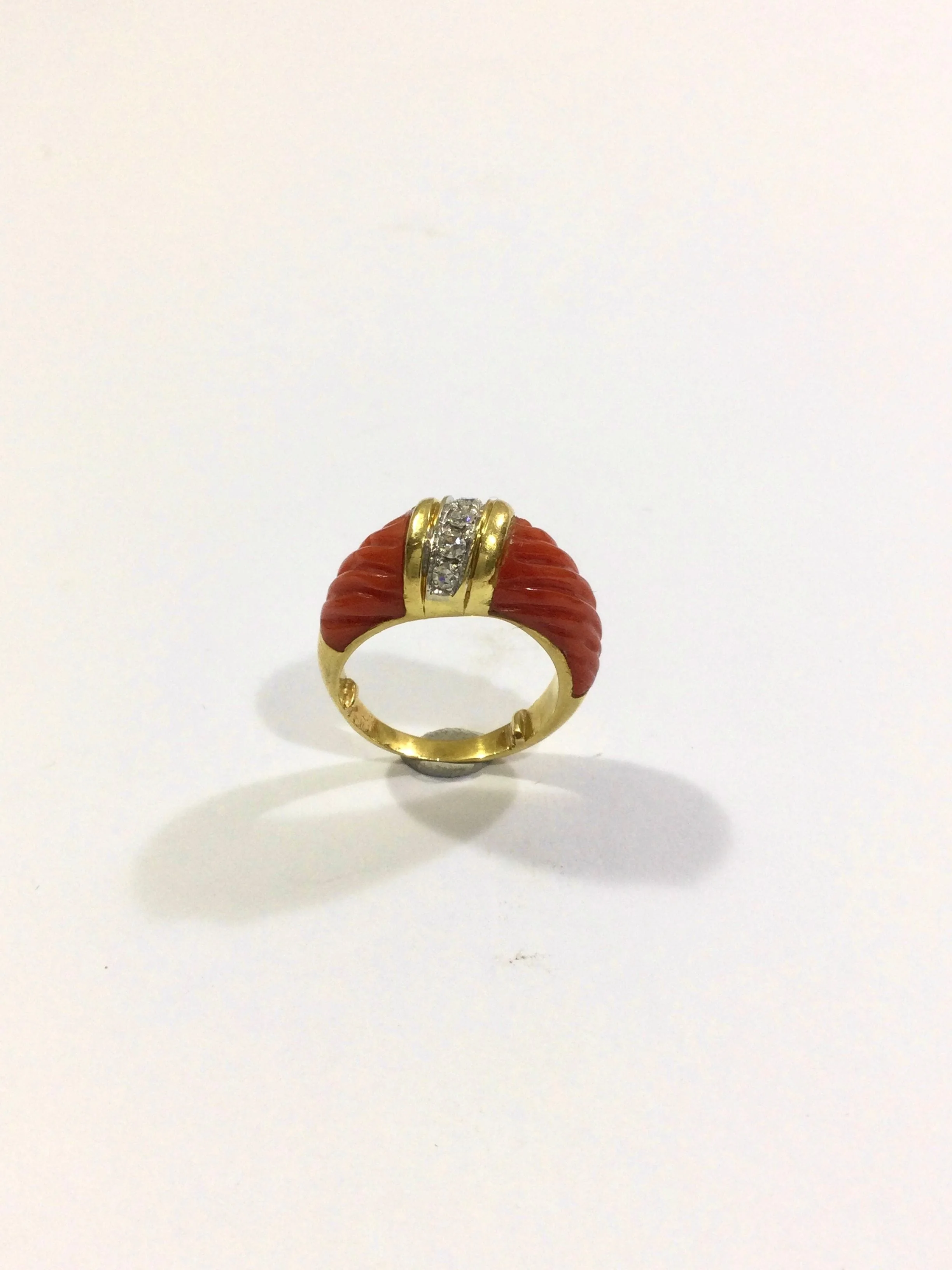 Gold, Coral And Diamond Ring - Image 4