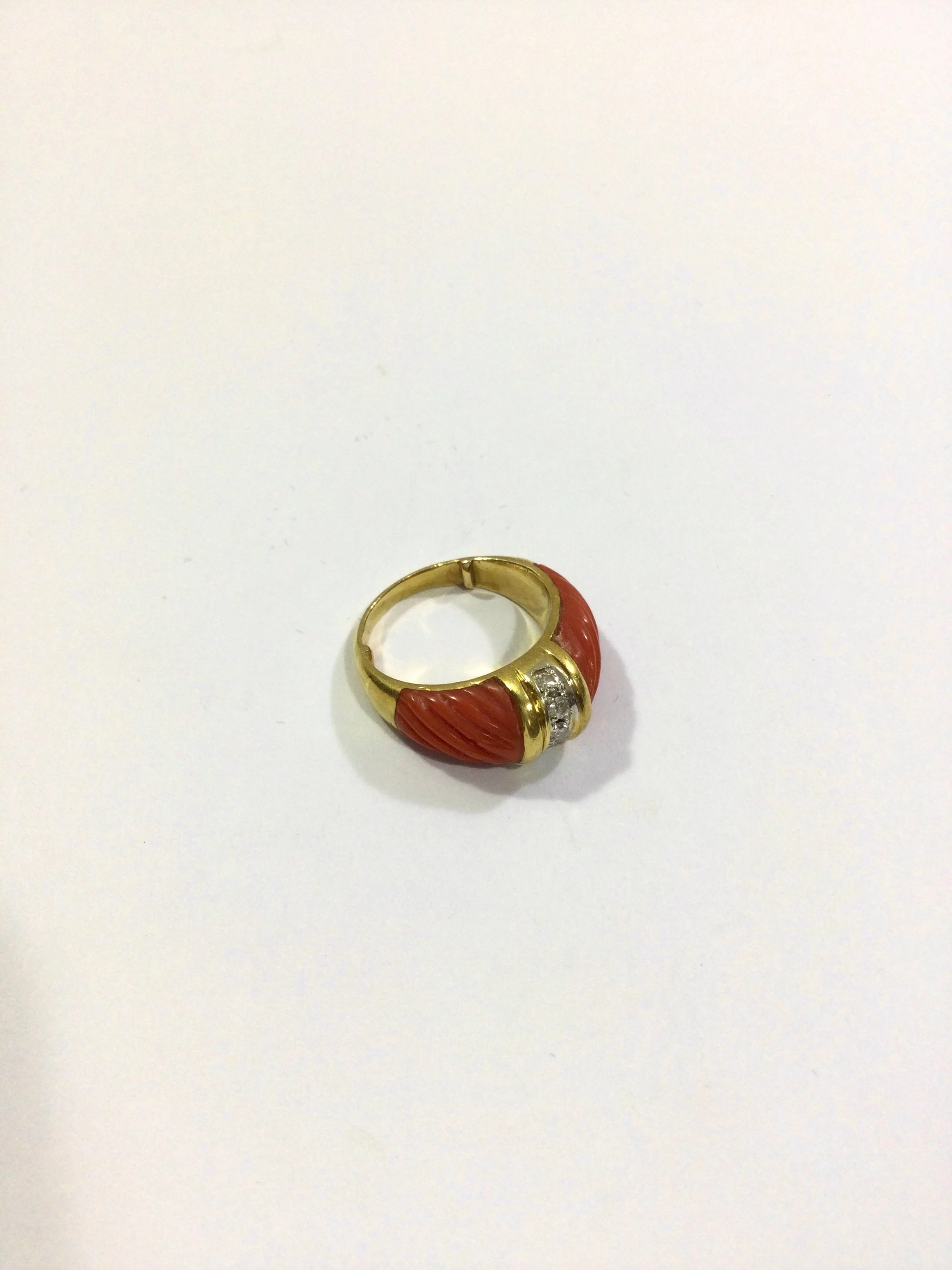 Gold, Coral And Diamond Ring - Image 7