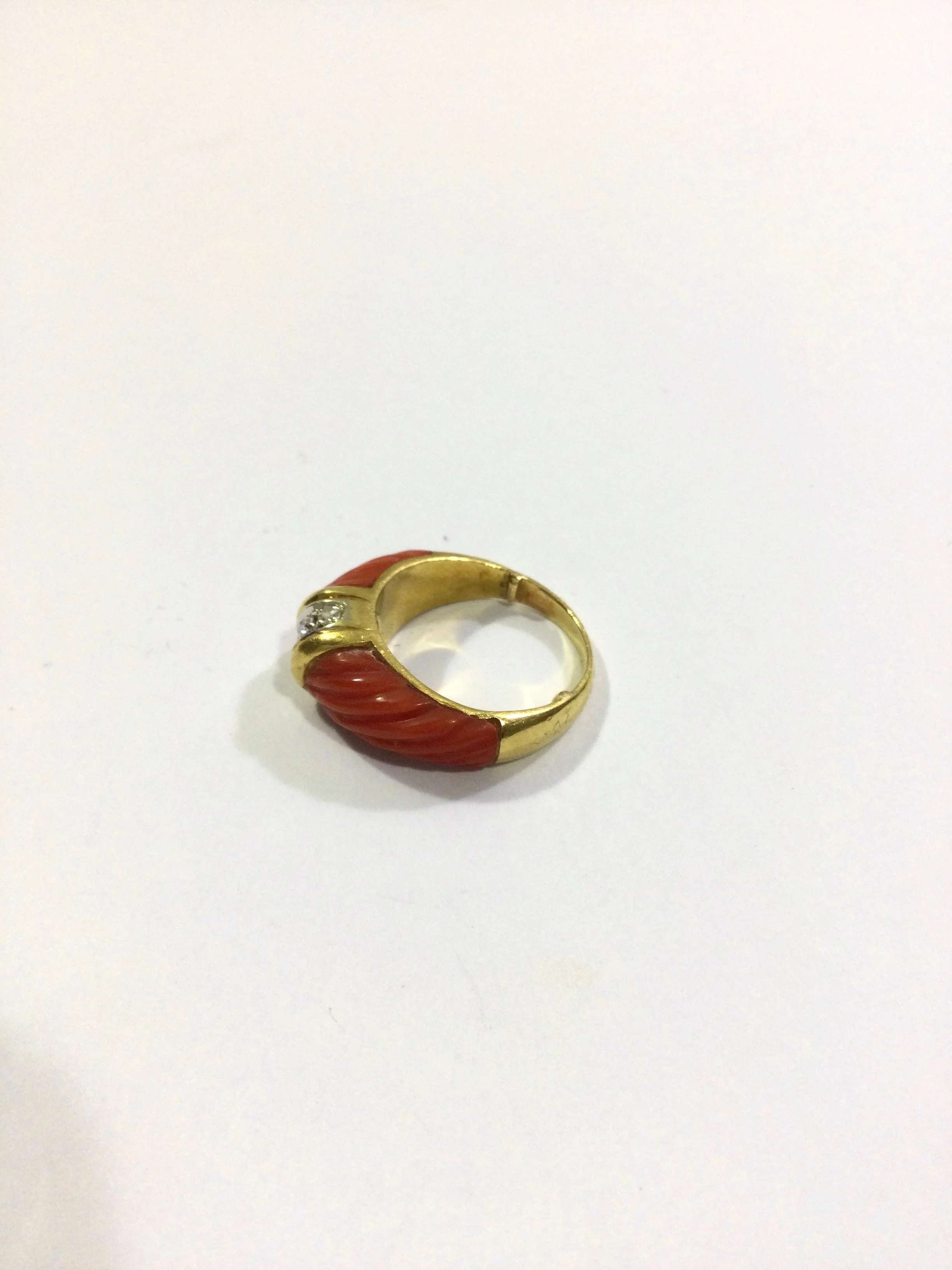 Gold, Coral And Diamond Ring - Image 9