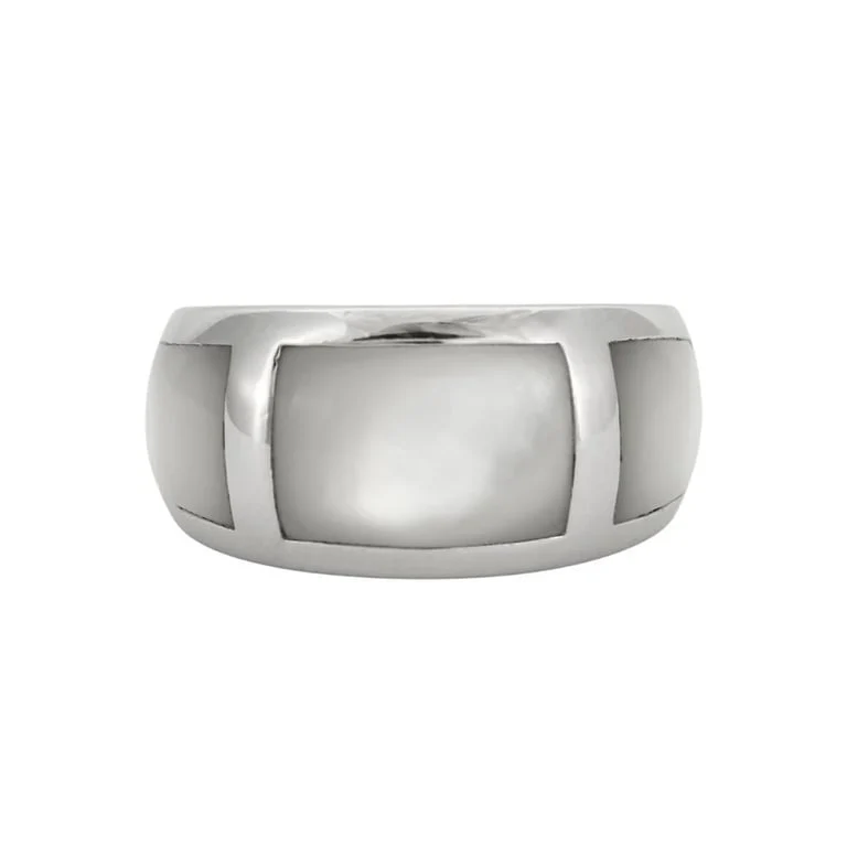 White gold mother-of-pearl ring