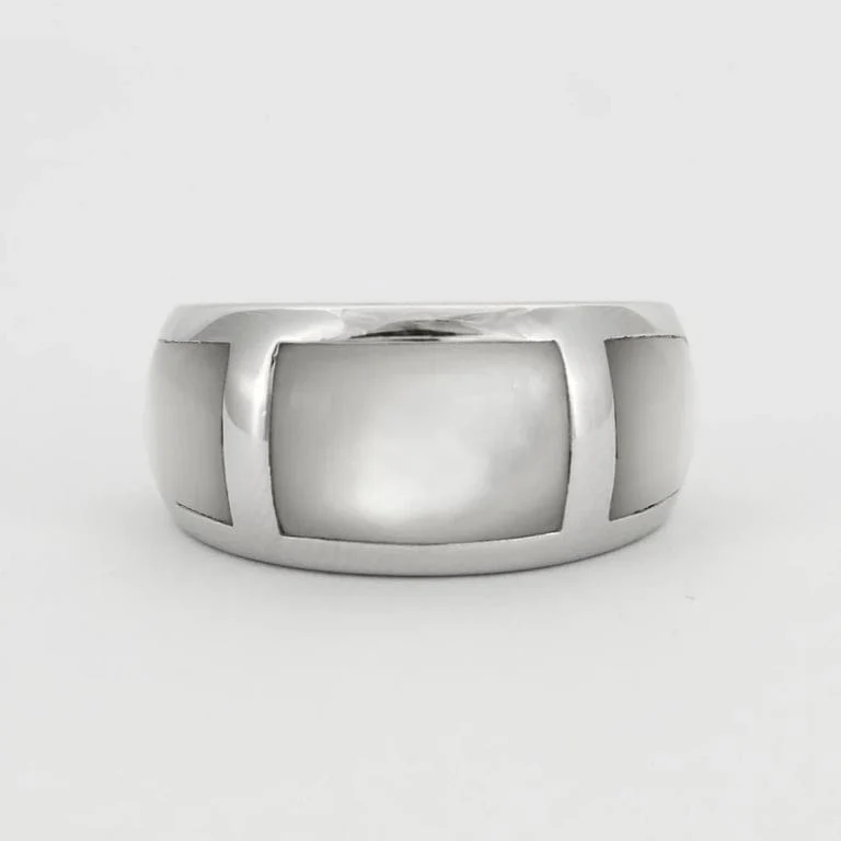 White gold mother-of-pearl ring - Image 3