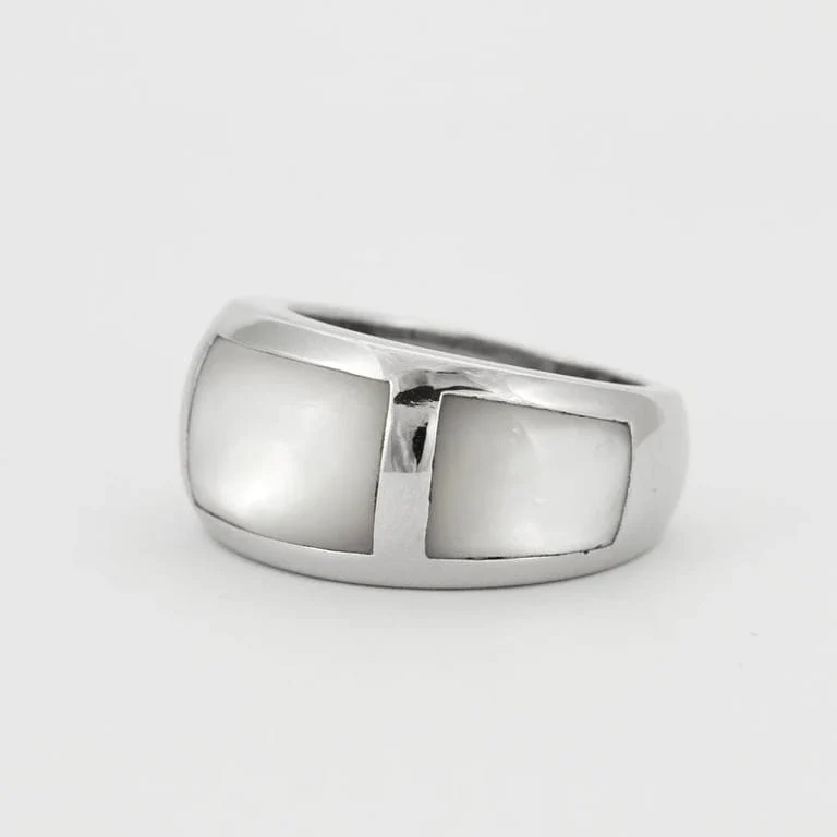 White gold mother-of-pearl ring - Image 4