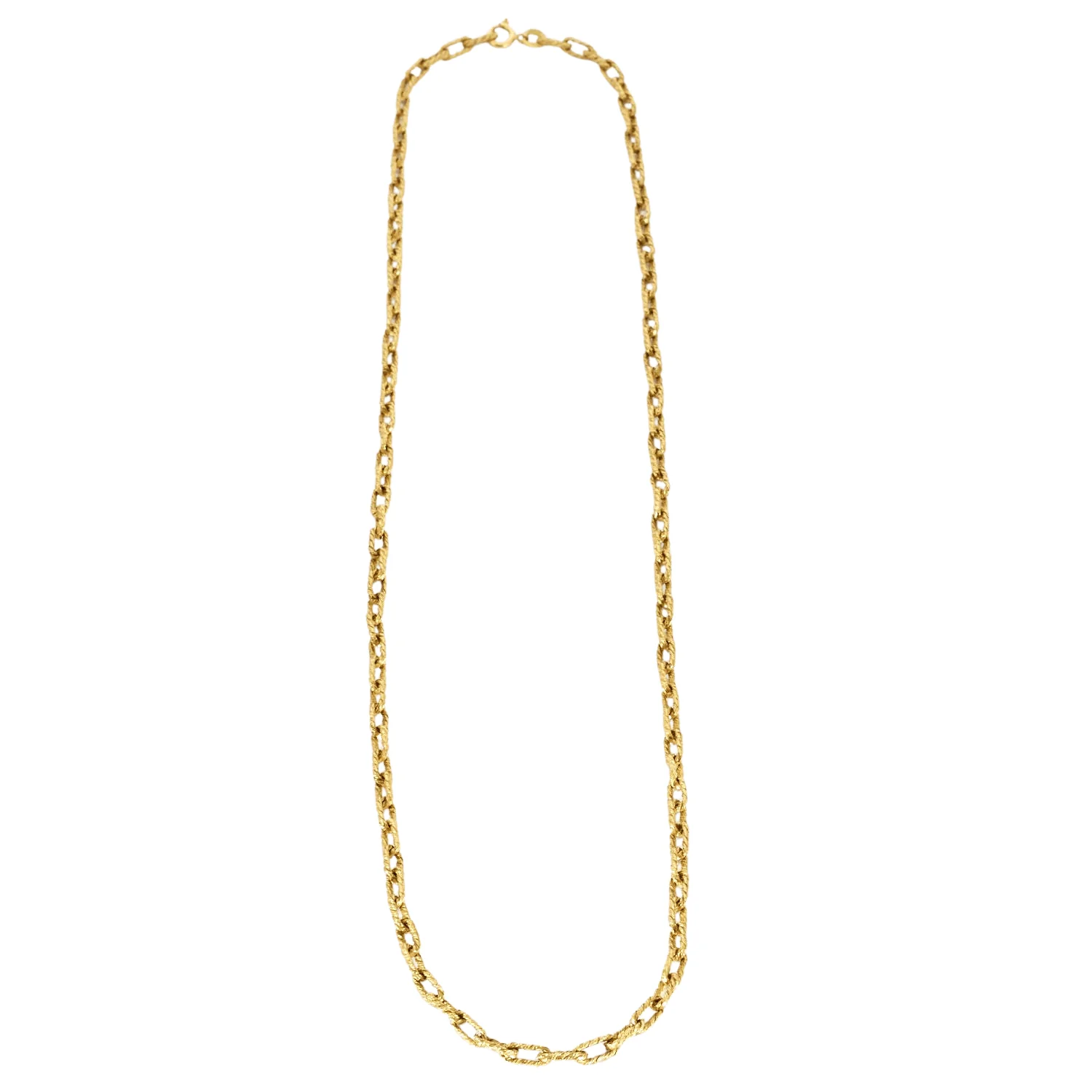 Yellow gold twisted convict link necklace