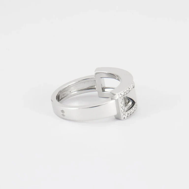 White gold ring, moving diamond - Image 4