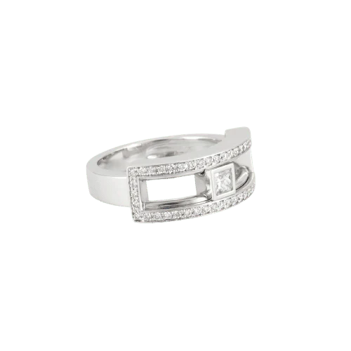 White gold ring, moving diamond - Image 6