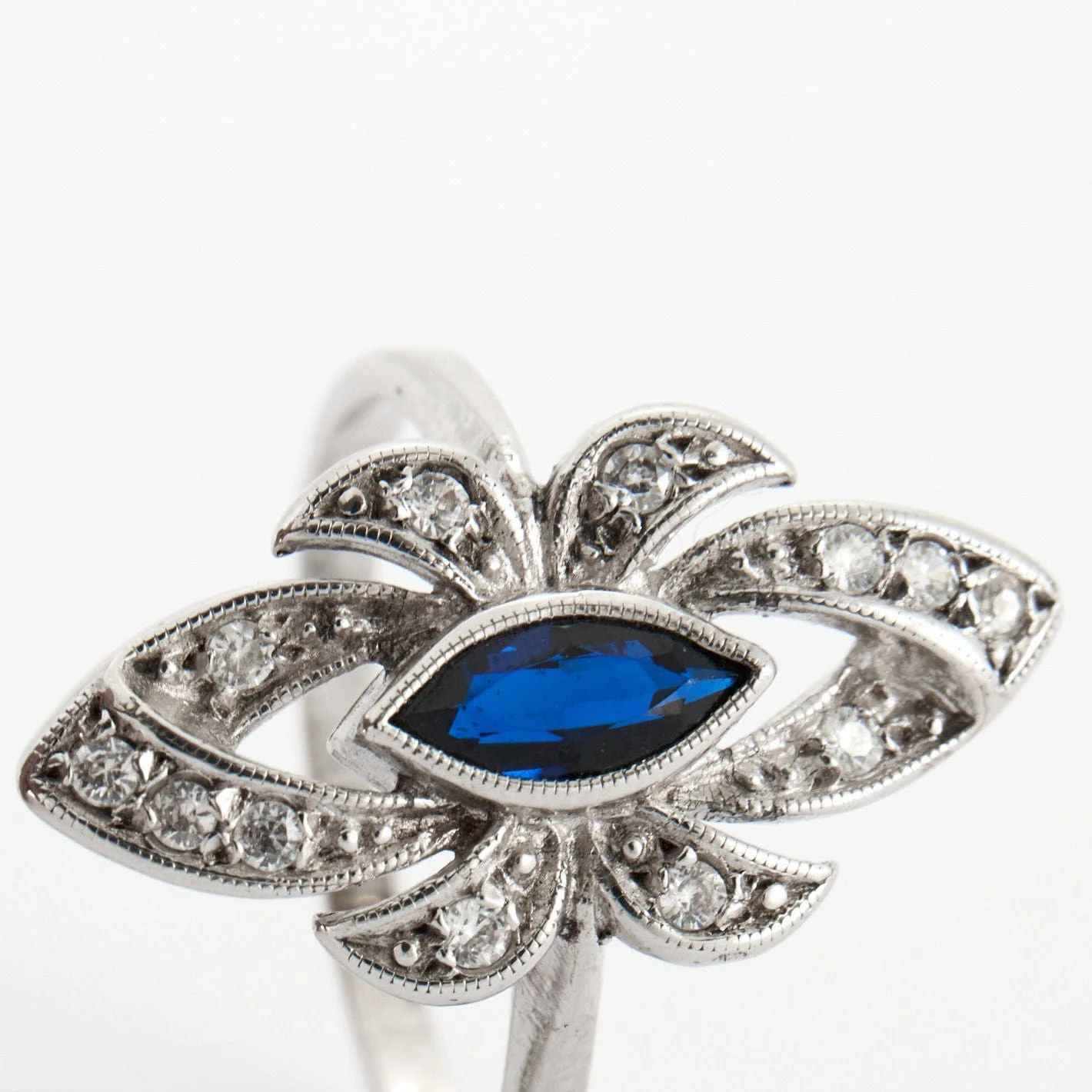 Marquise ring in silver & stones - Image 3