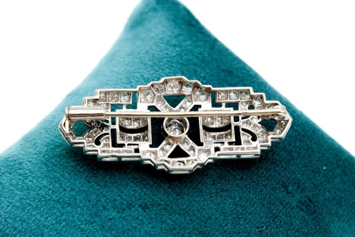 Brooch Art Deco gold, platinum, diamonds  - Image 5
