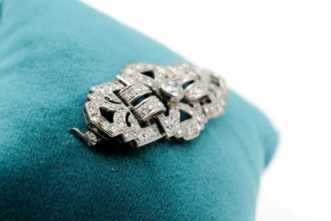 Brooch Art Deco gold, platinum, diamonds  - Image 6