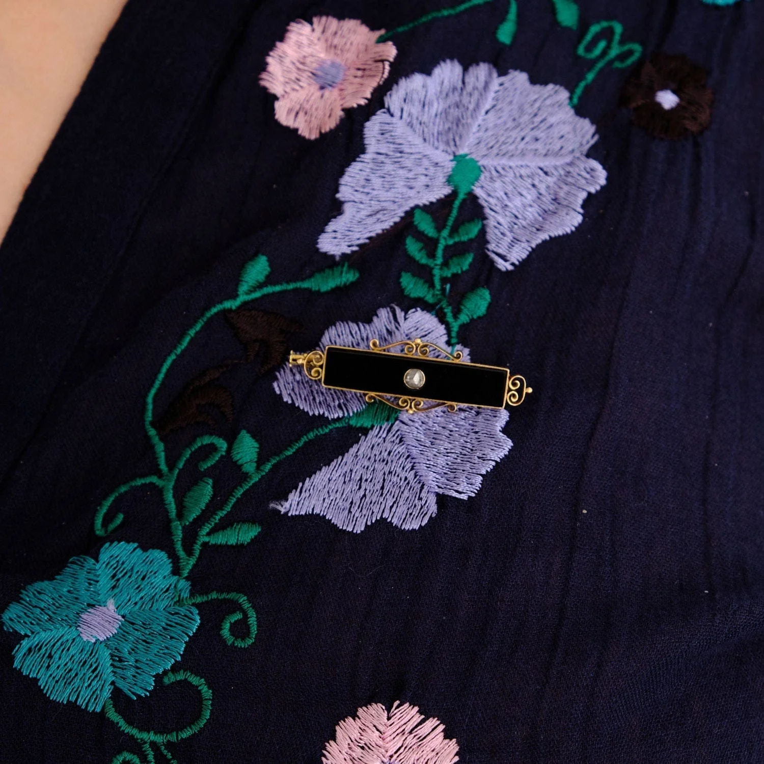 Onyx barrette brooch - Image 2