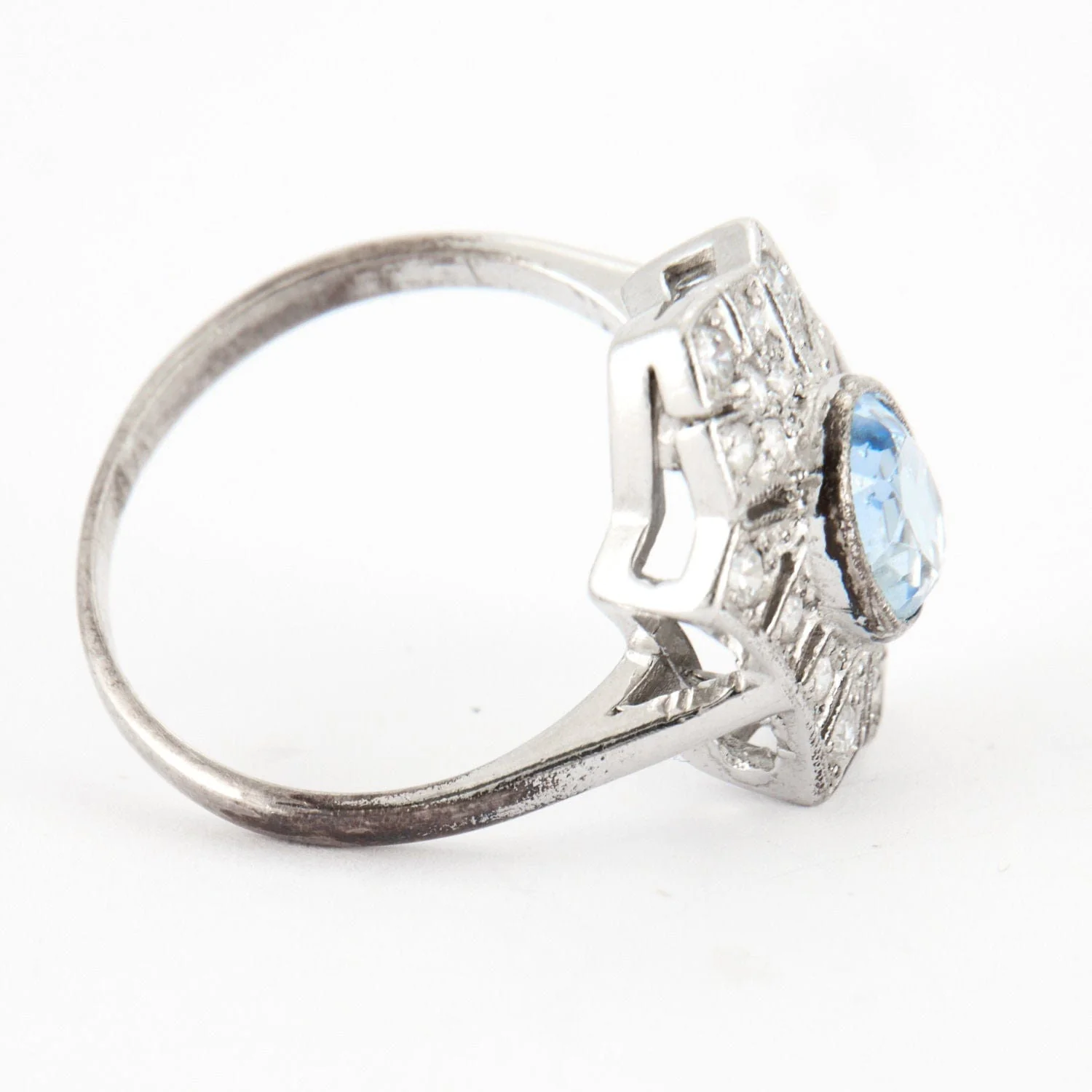 Ring in silver & synthetic aquamarine - Image 3