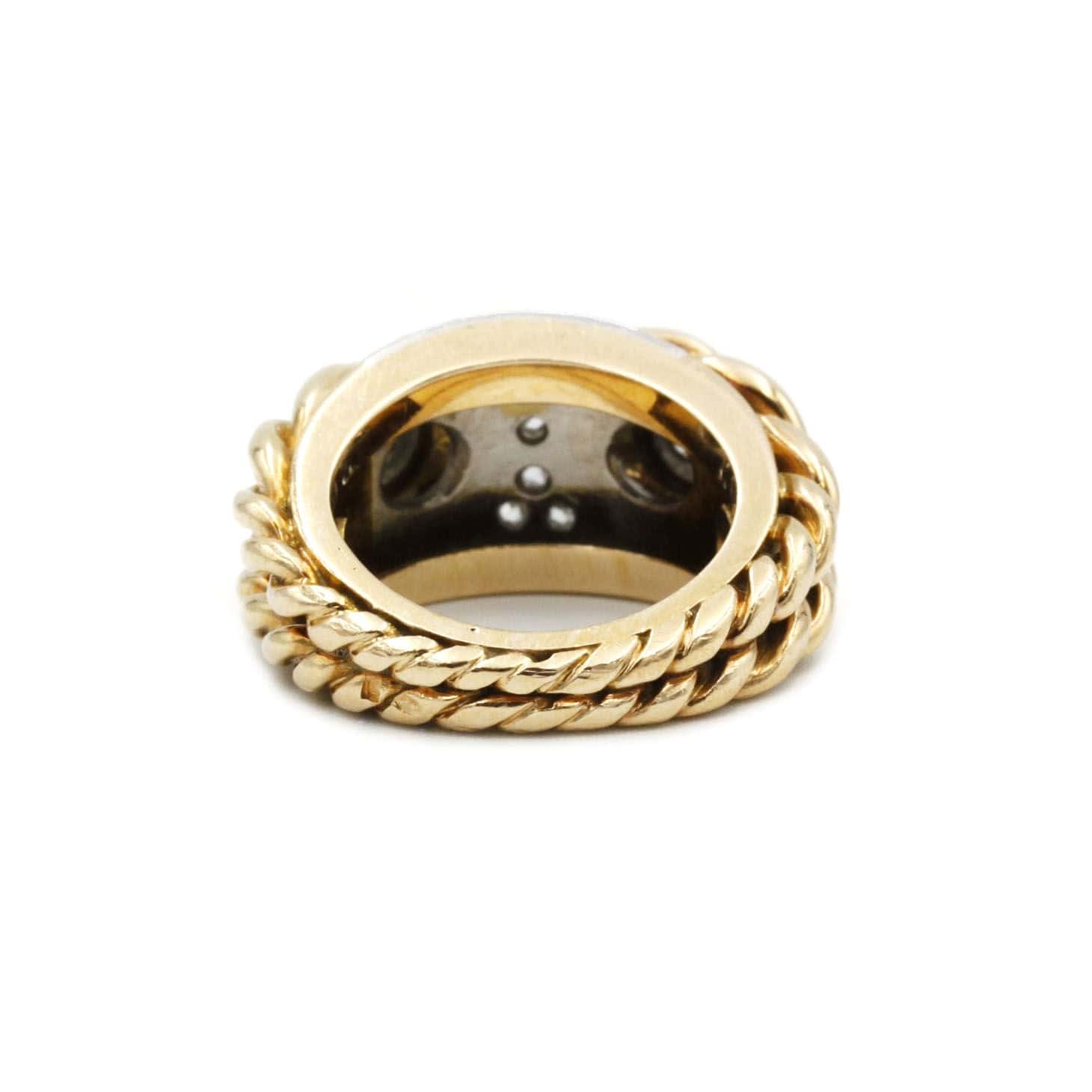 Yellow gold ring platinum diamonds - Image 3
