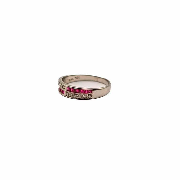 Ring Half-eternity ring in white gold, rubies and diamonds  - Image 2