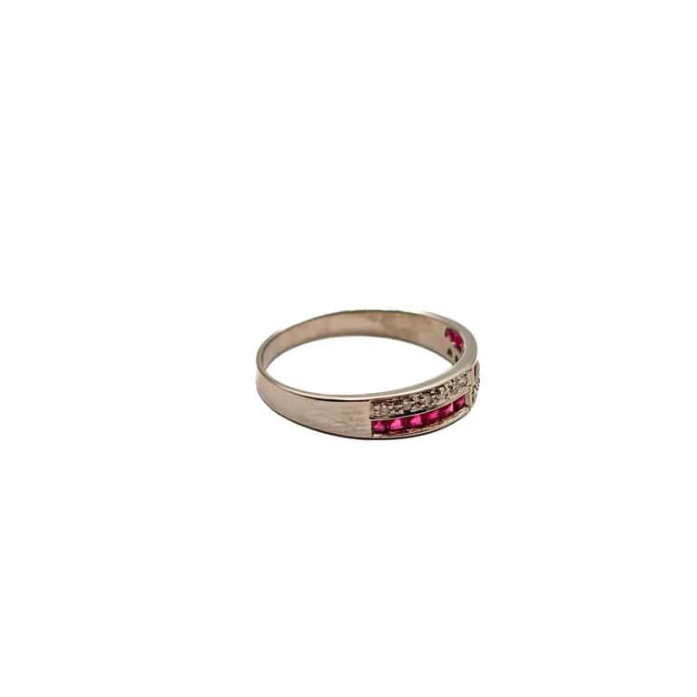 Ring Half-eternity ring in white gold, rubies and diamonds  - Image 3