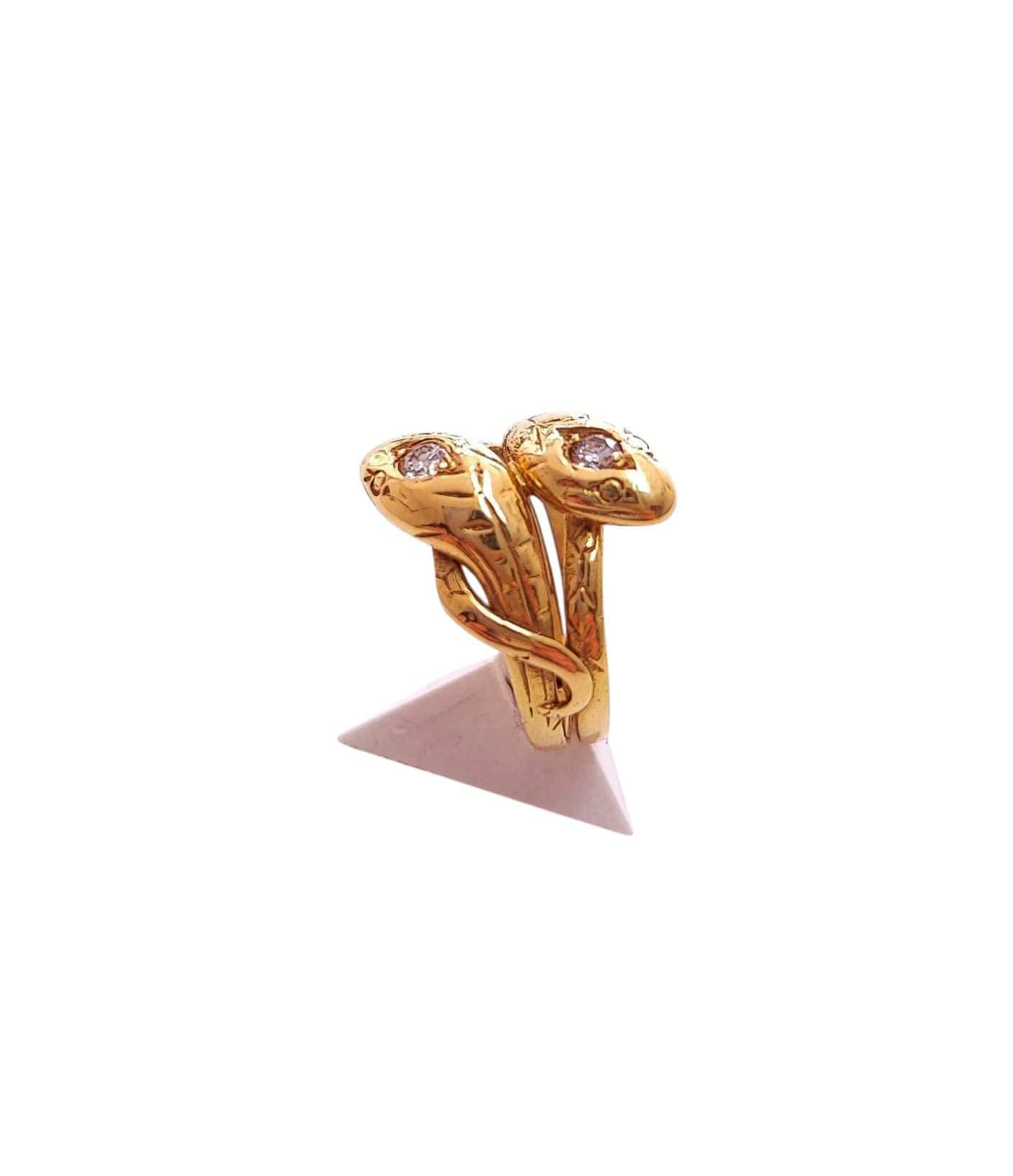 Gold and diamond snake ring - Image 4