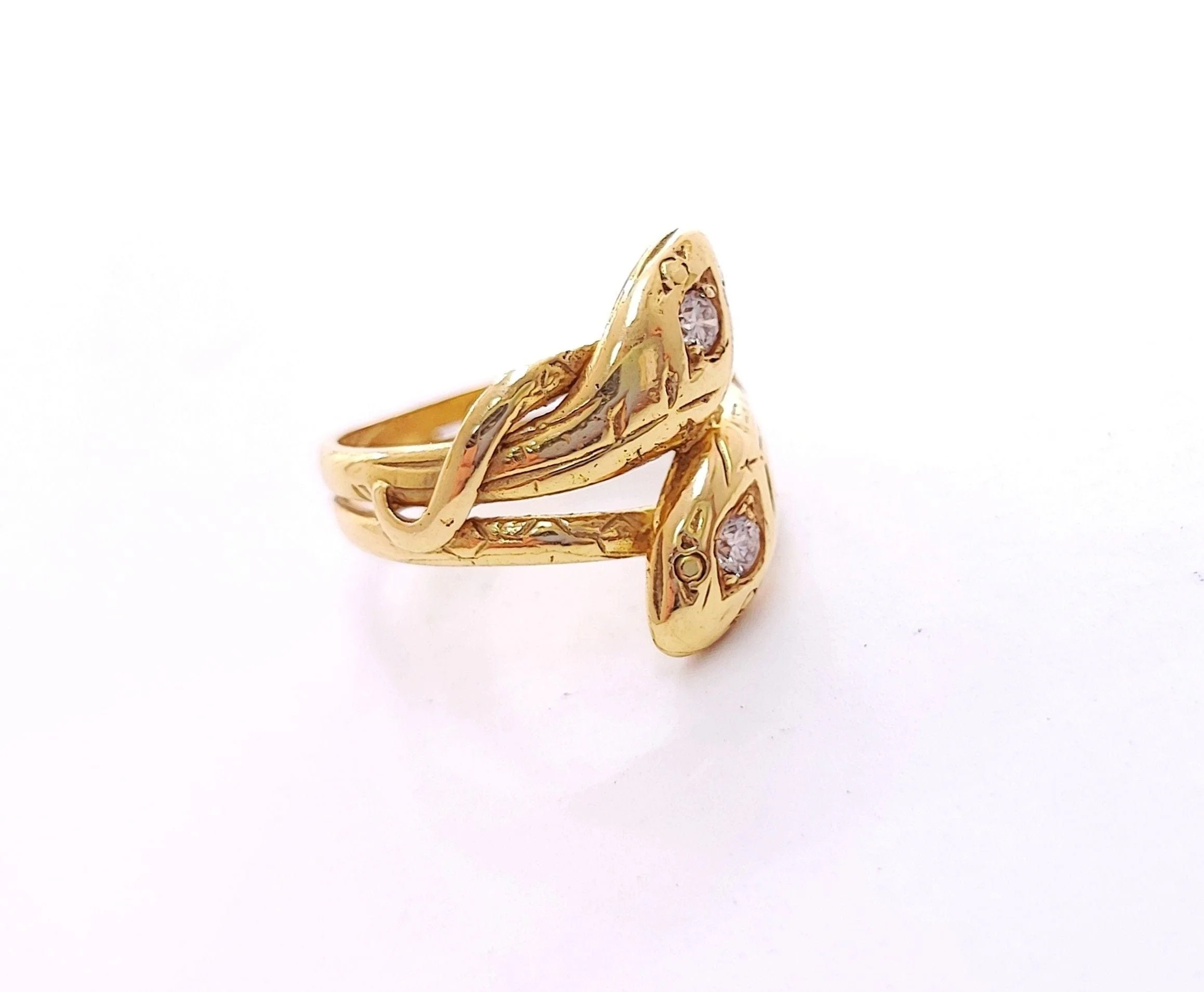 Gold and diamond snake ring - Image 7