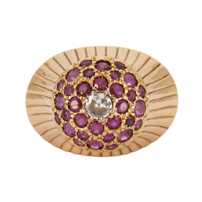 Ruby Diamond Mushroom Ring