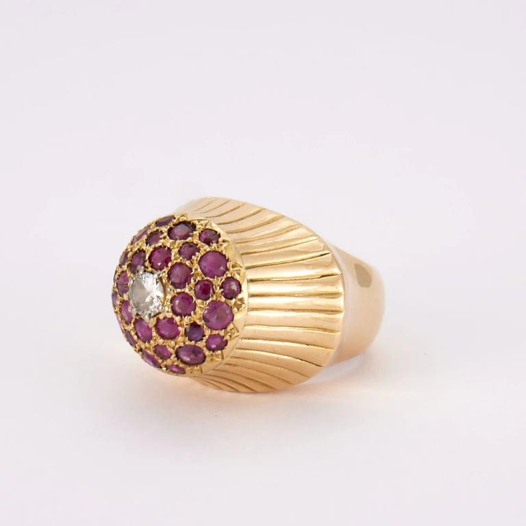 Ruby Diamond Mushroom Ring - Image 4