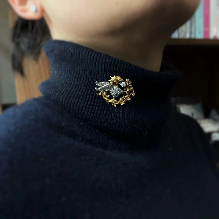 Brooch - Gold, platinum & Diamonds - Image 4