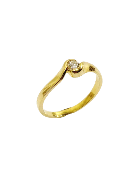 Solitaire Ring Yellow Gold Diamond 0.13ct