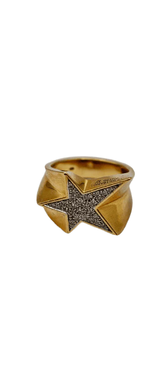 18k yellow gold star ring paved with diamonds - Image 3