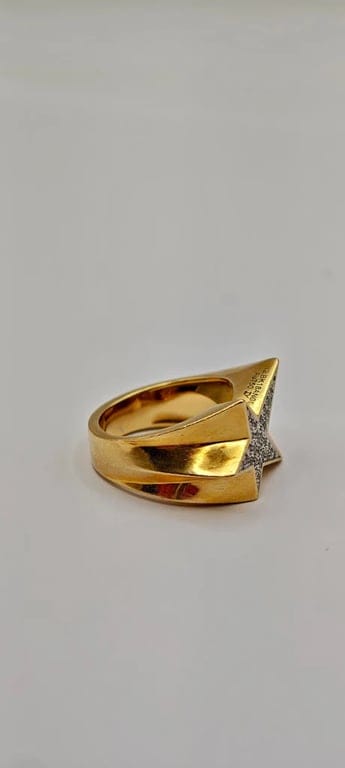 18k yellow gold star ring paved with diamonds - Image 4