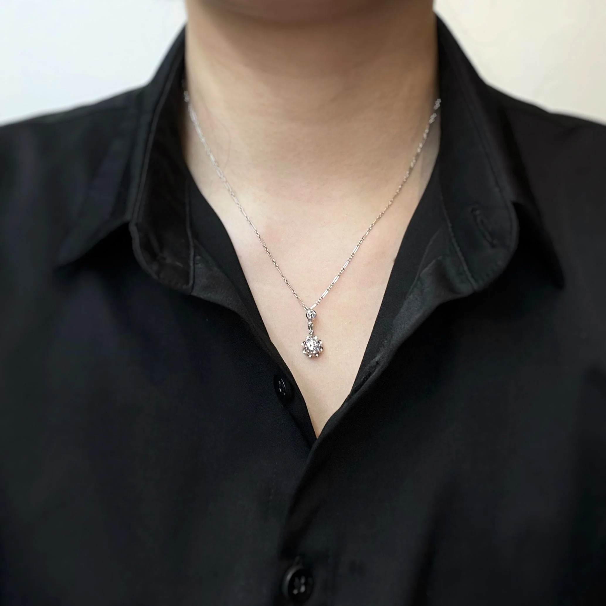 White gold necklace, platinum, diamonds - Image 5