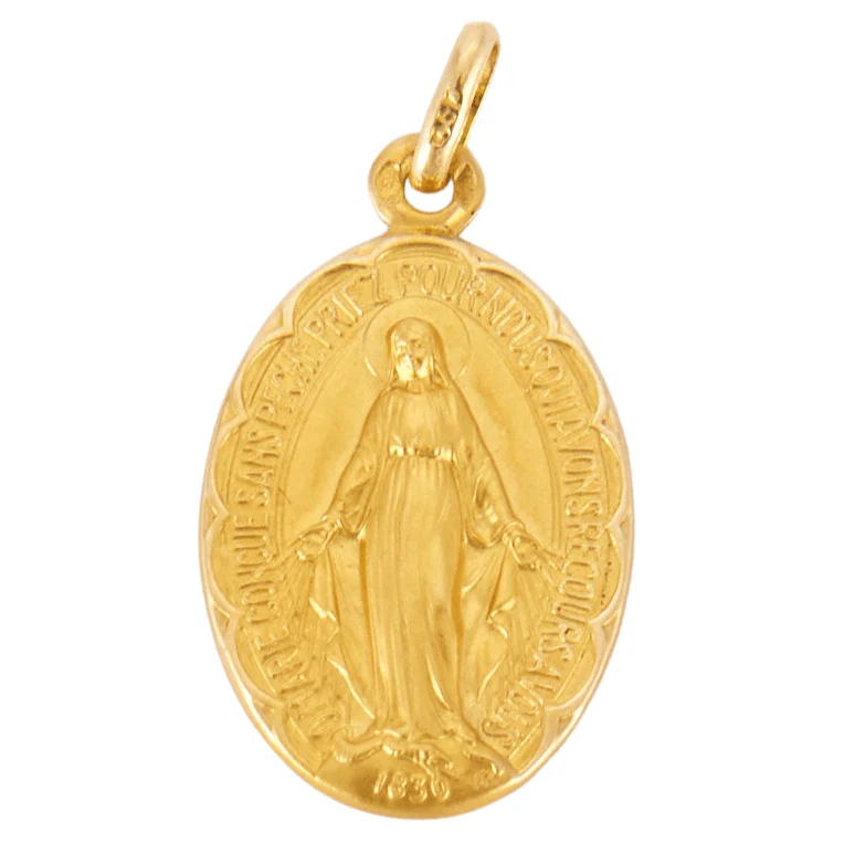 Yellow gold religious medal