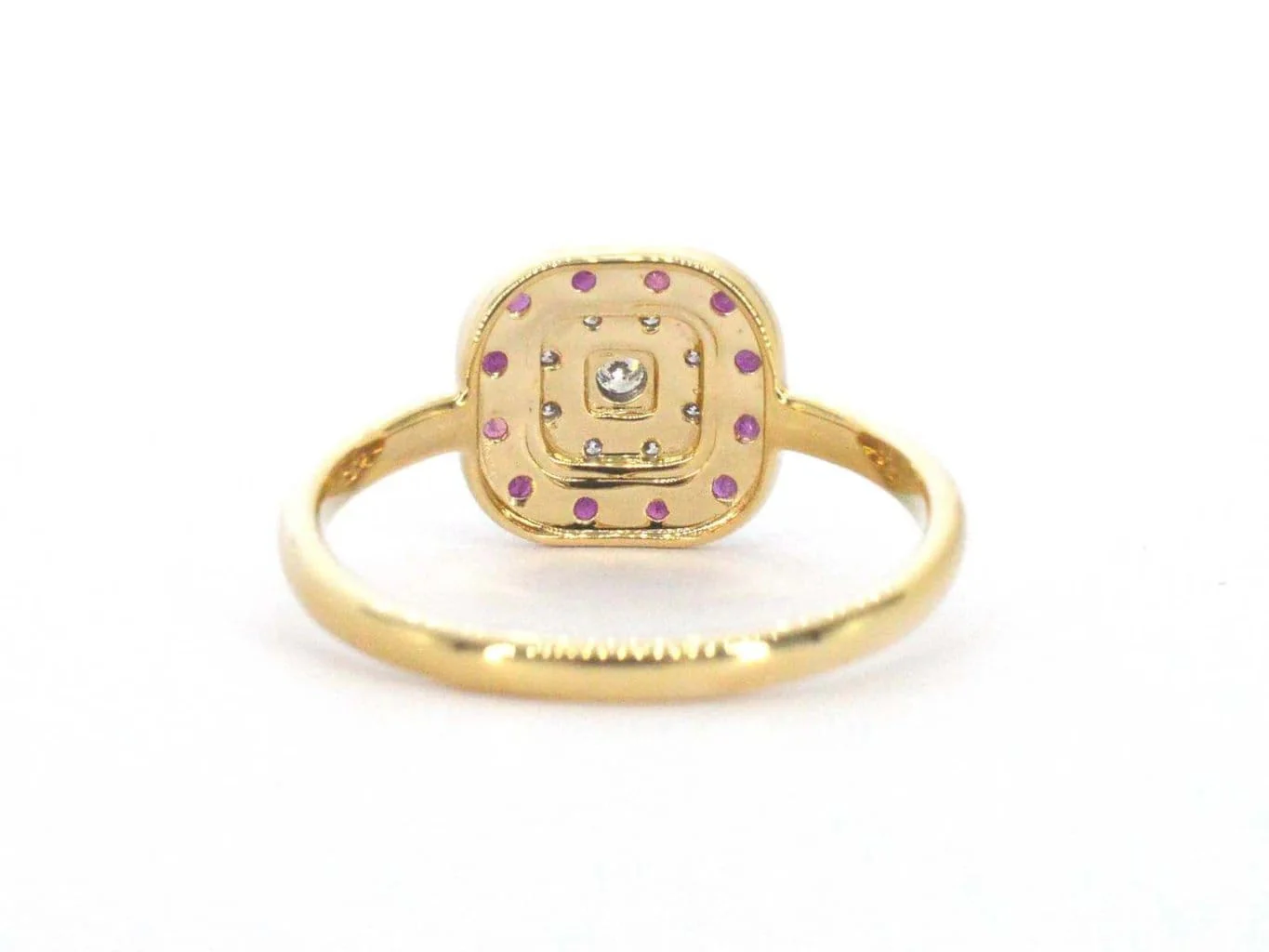 Yellow gold ring with diamonds and ruby - Image 7