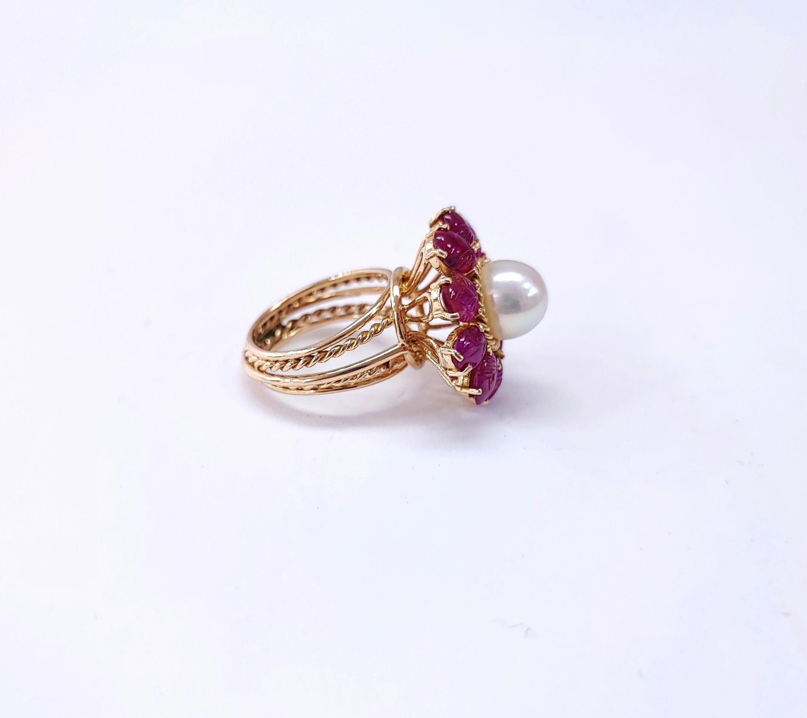 Rose gold pearl and ruby ring - Image 6