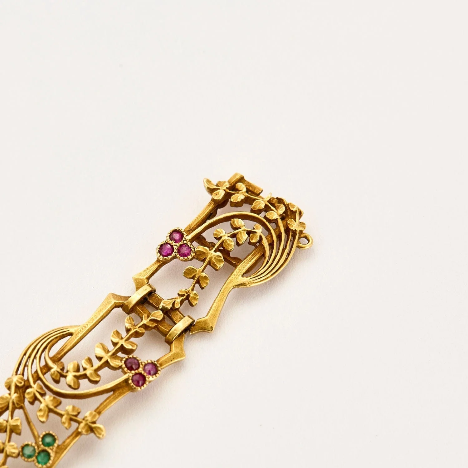 BOUCHERON - Art Nouveau bracelet with rubies, emeralds and yellow gold - Image 5