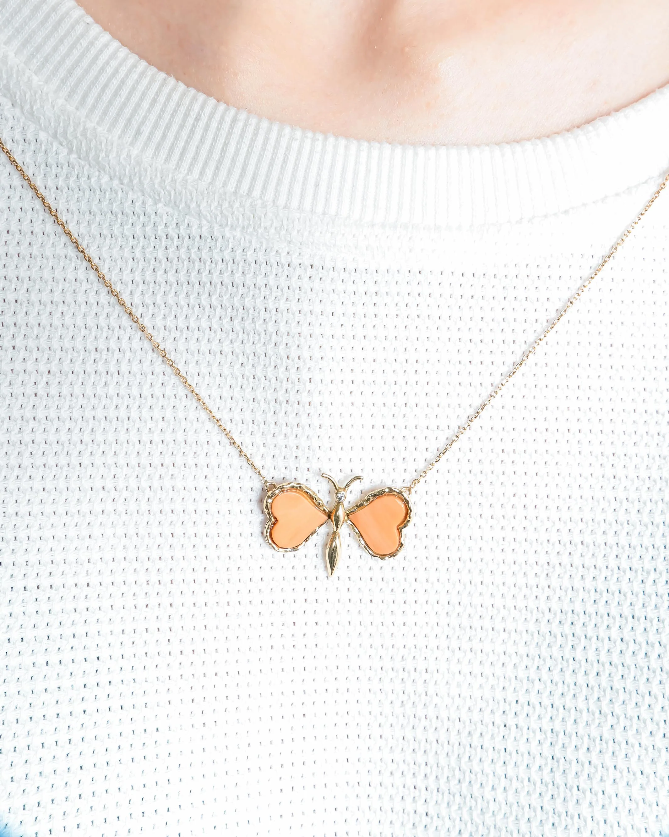 Yellow Gold Butterfly Necklace - Image 2