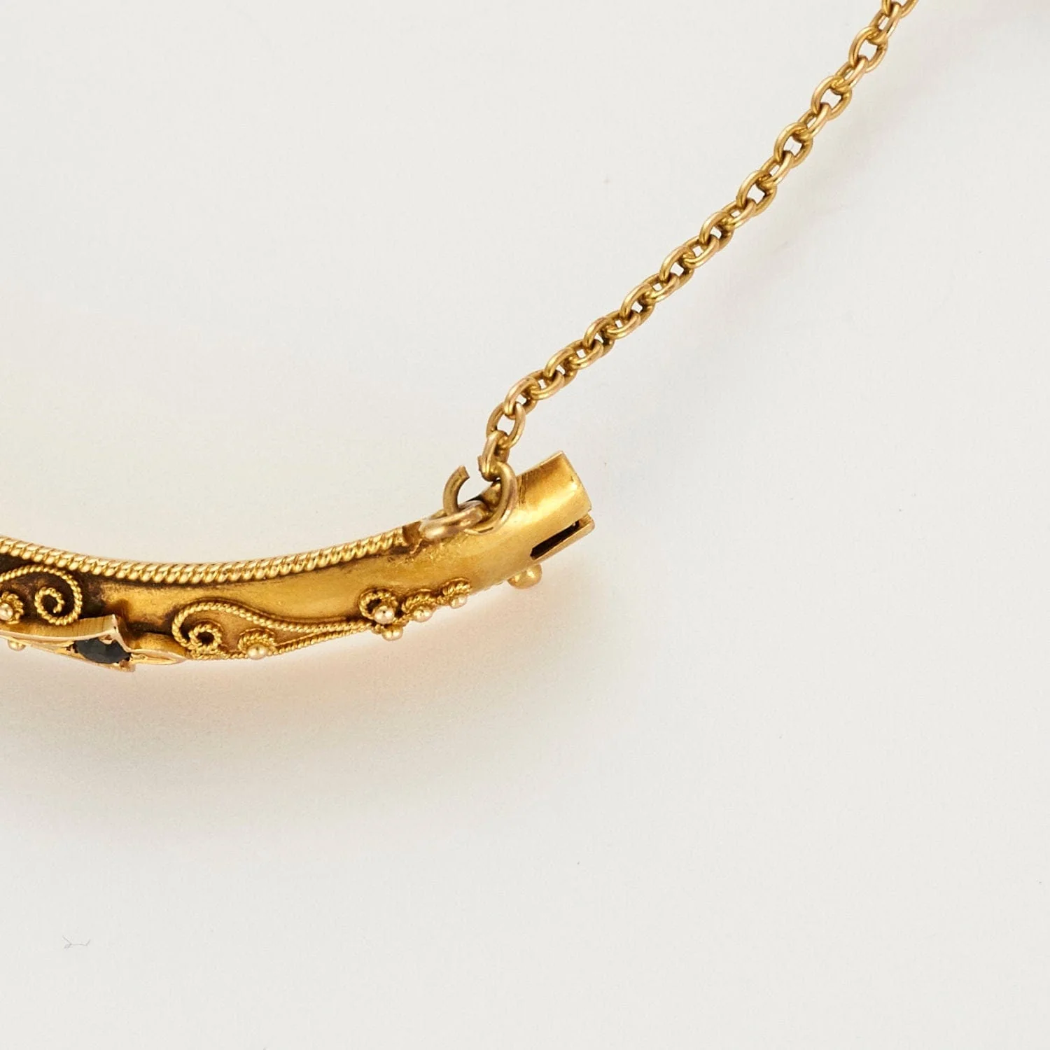 Yellow gold sapphire diamond bangle bracelet - Image 5