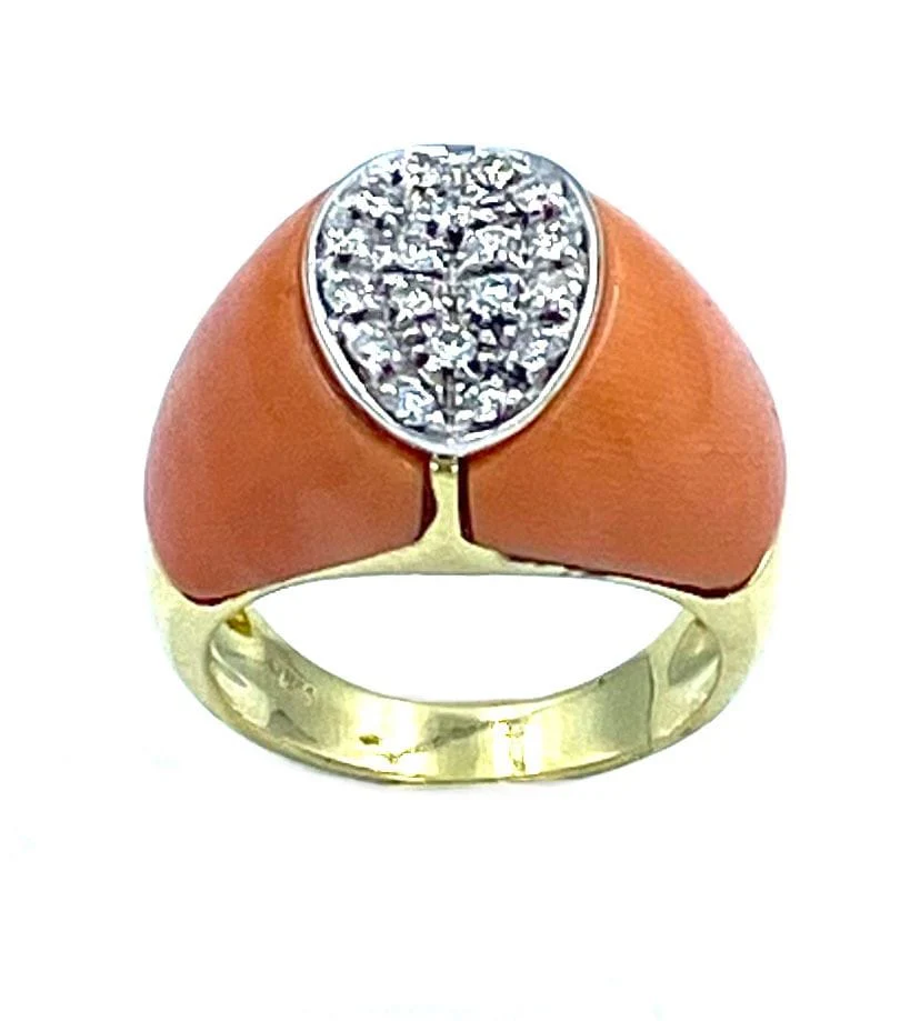 1970 gold and coral ring - Image 2