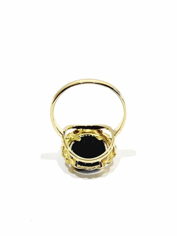 Yellow gold ring with cameo blue - Image 11