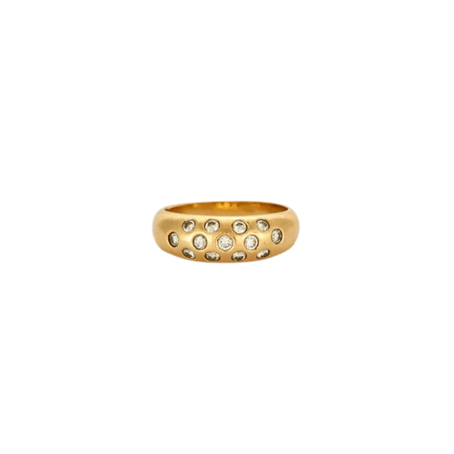 Yellow gold diamond bangle ring