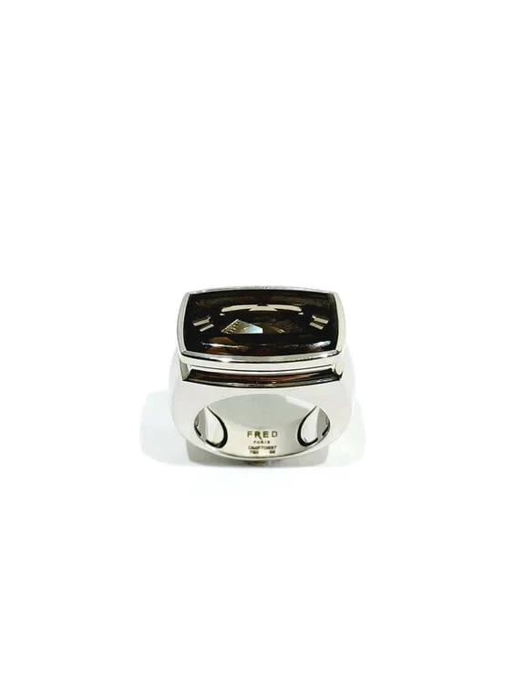 FRED – White gold and smoky quartz ring - Image 4