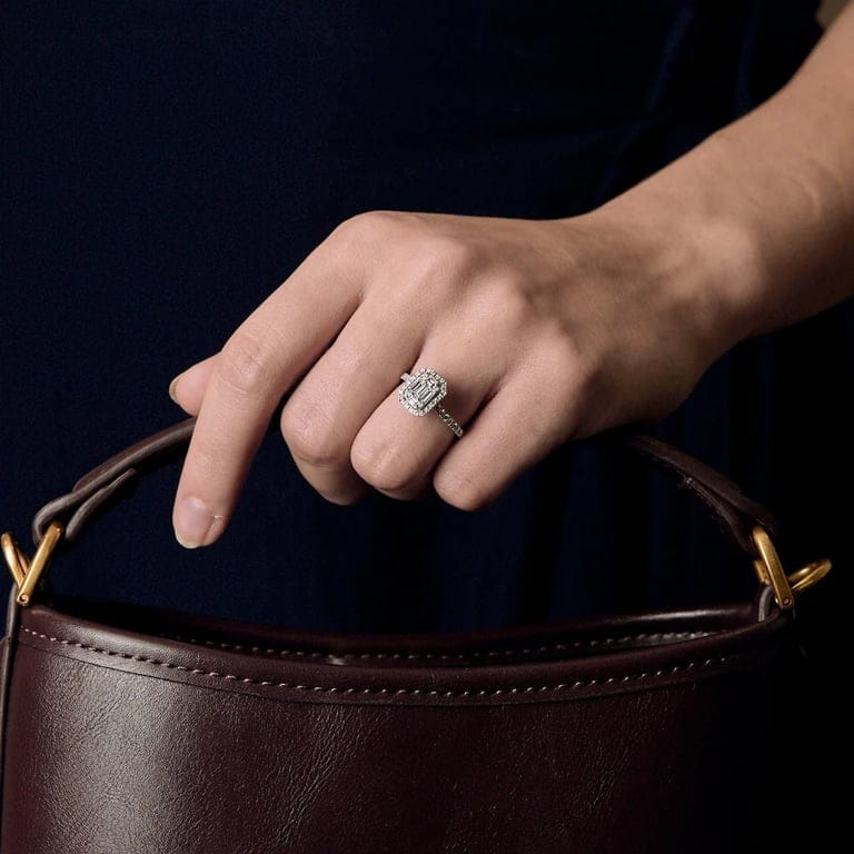 Ring Solitaire Illusion white gold - Image 2
