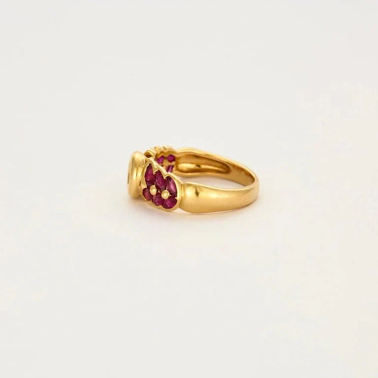 Yellow gold ring set with a diamond and ruby - Image 4