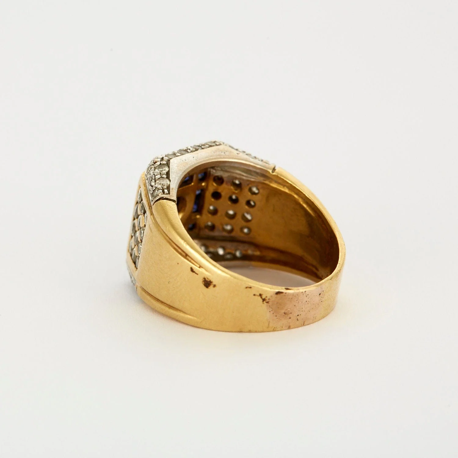 Yellow Gold and White Signet Ring