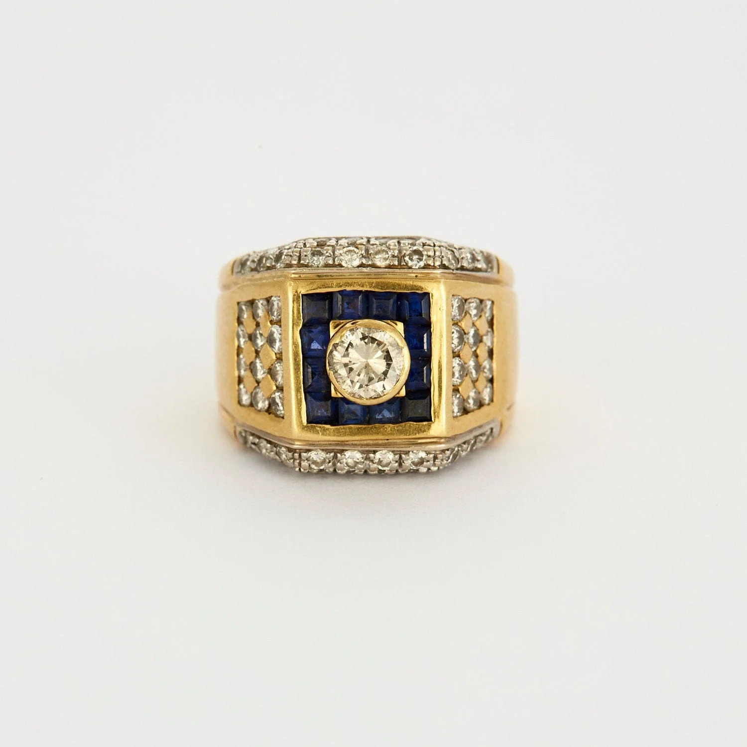 Yellow Gold and White Signet Ring - Image 2
