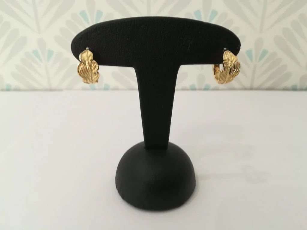 Yellow Gold Leaf Earrings - Image 5