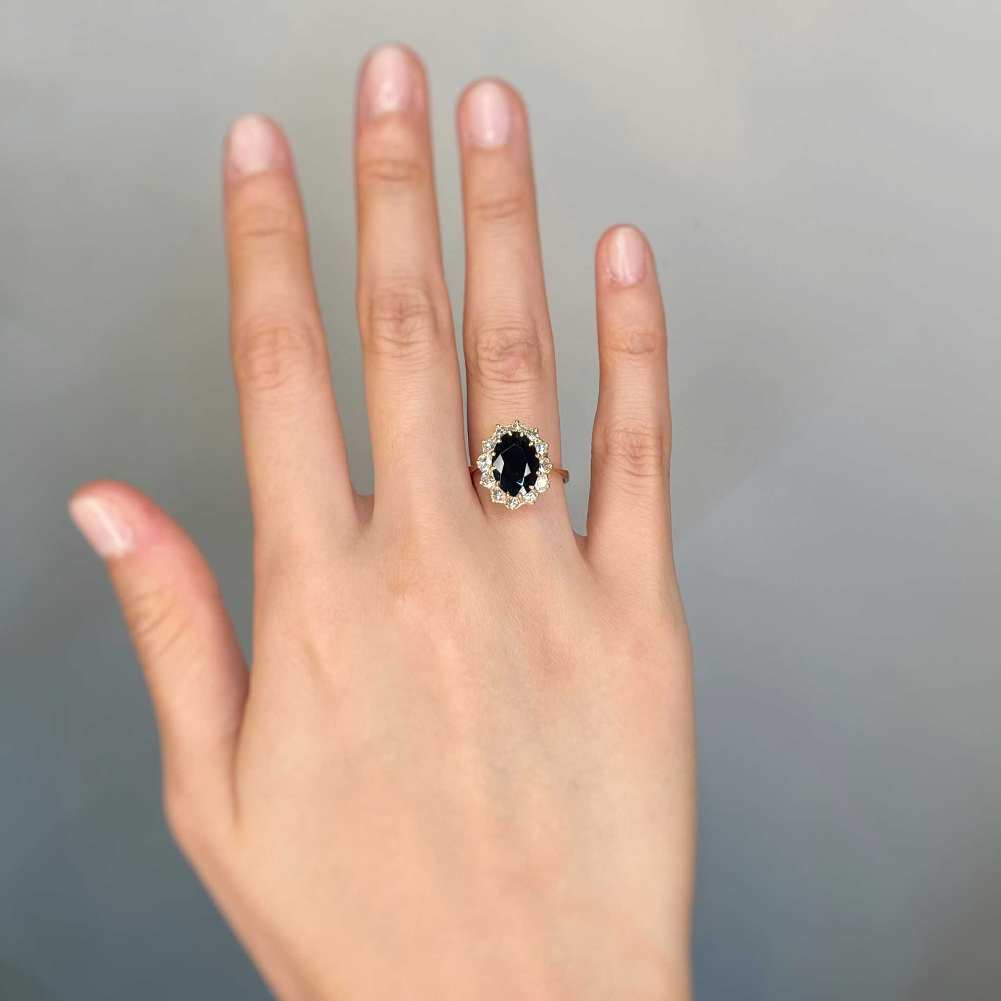 Yellow gold sapphire and diamond ring - Image 3