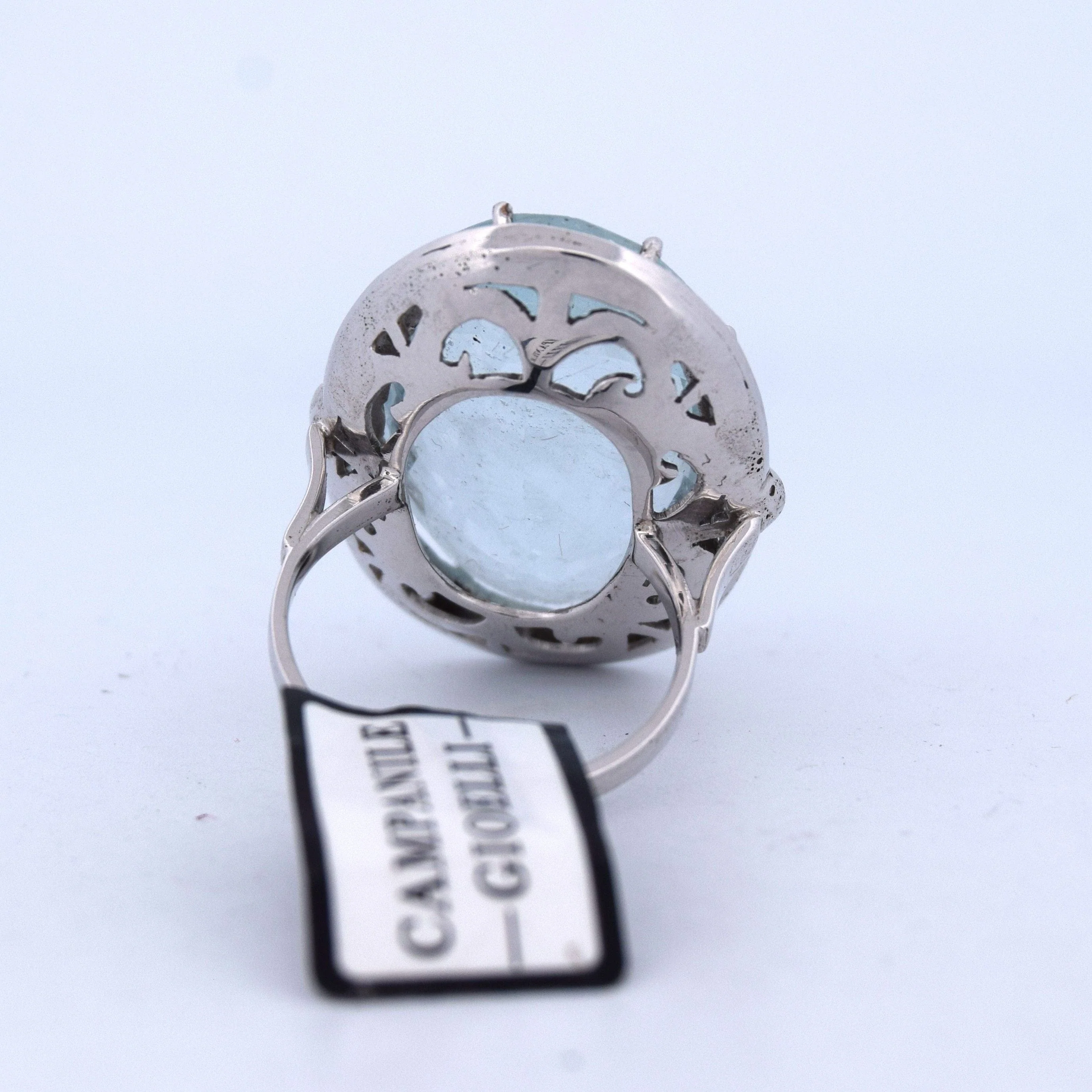 Ring in white gold with aquamarina and diamonds - Image 5