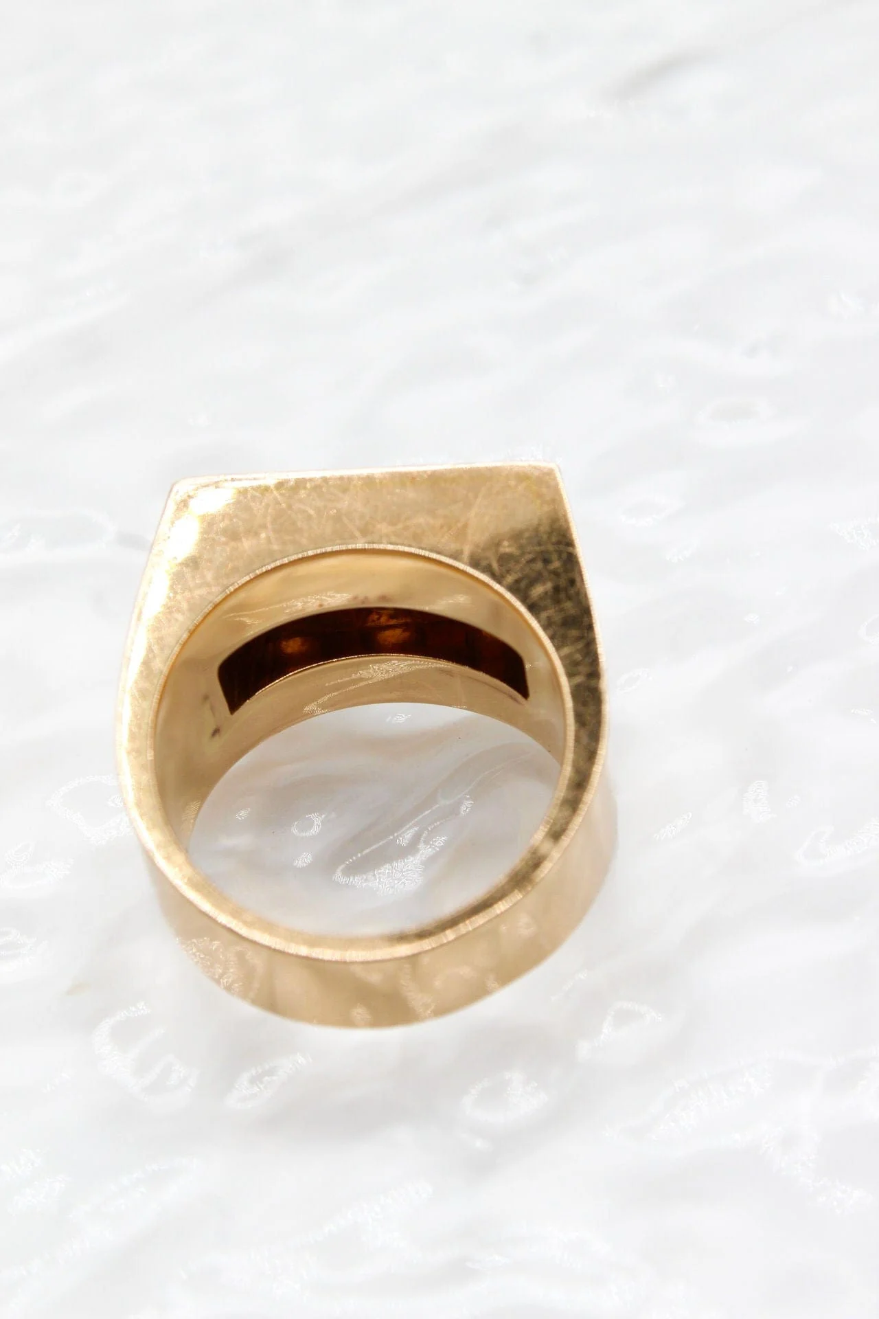 Signet ring yellow gold and diamond - c 1920  - Image 5